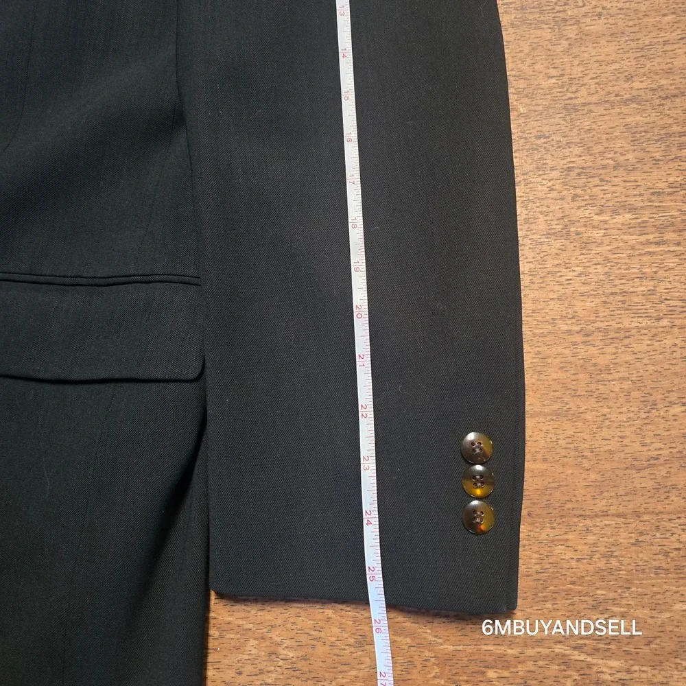 VTG Yves Saint Laurent Mens Double Breasted Blazer Black Wool Made in France M-L